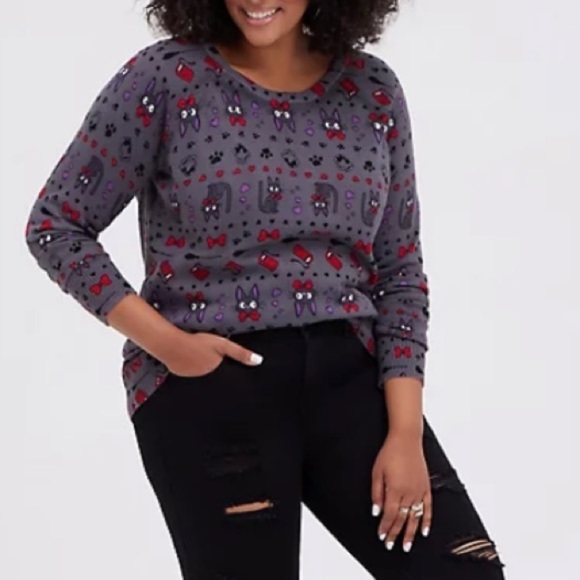 TORRID NWT PULLOVER SWEATER - COTTON STUDIO GHIBLI COLLECTION KIKI GREY - Picture 2 of 5